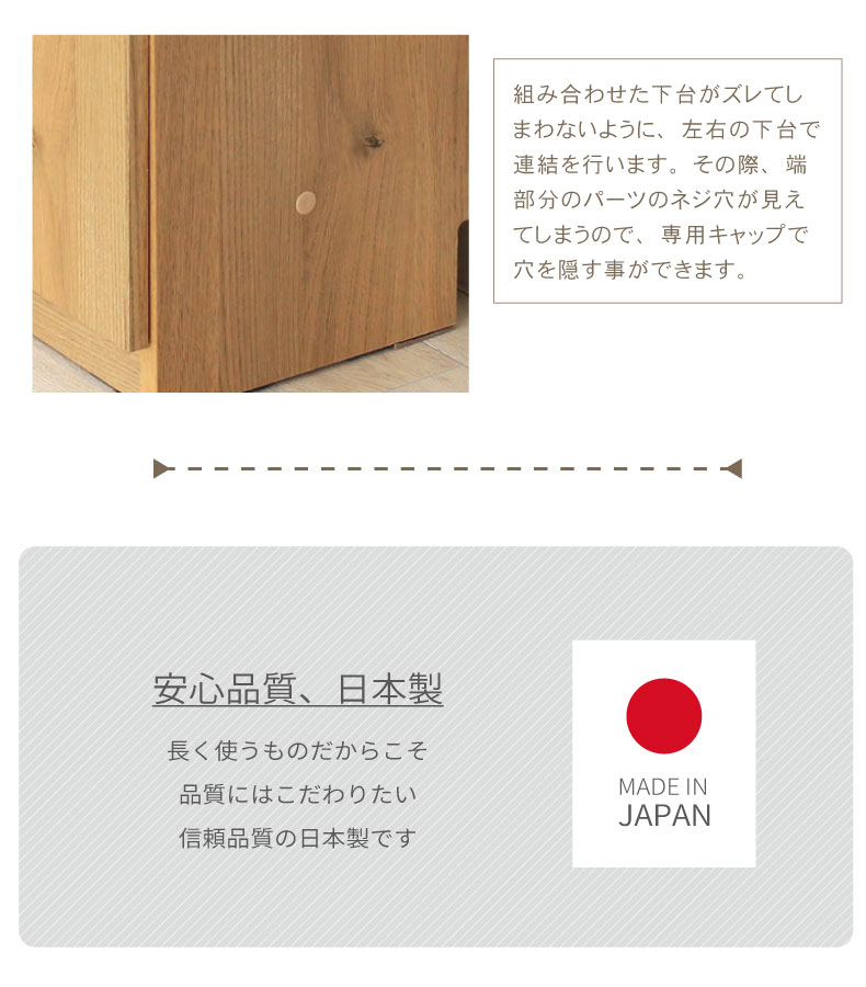幅150cm カウンター 下台60引出 60OPｽﾗｲﾄﾞ 30OP棚 ジオスの機能