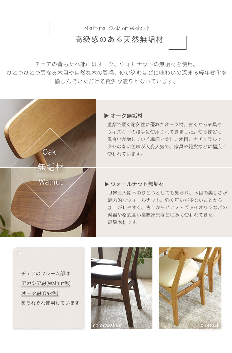 ダイニングチェア 2脚セット ニューセブンの素材