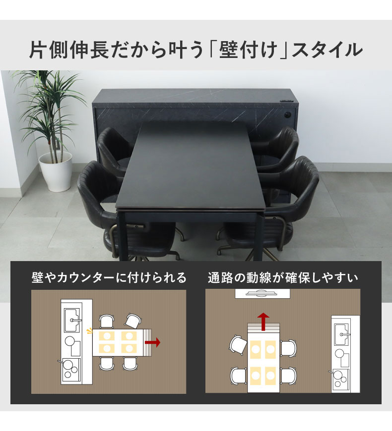 幅140-180cm伸長テーブル+テーブルトップセット ロキの機能