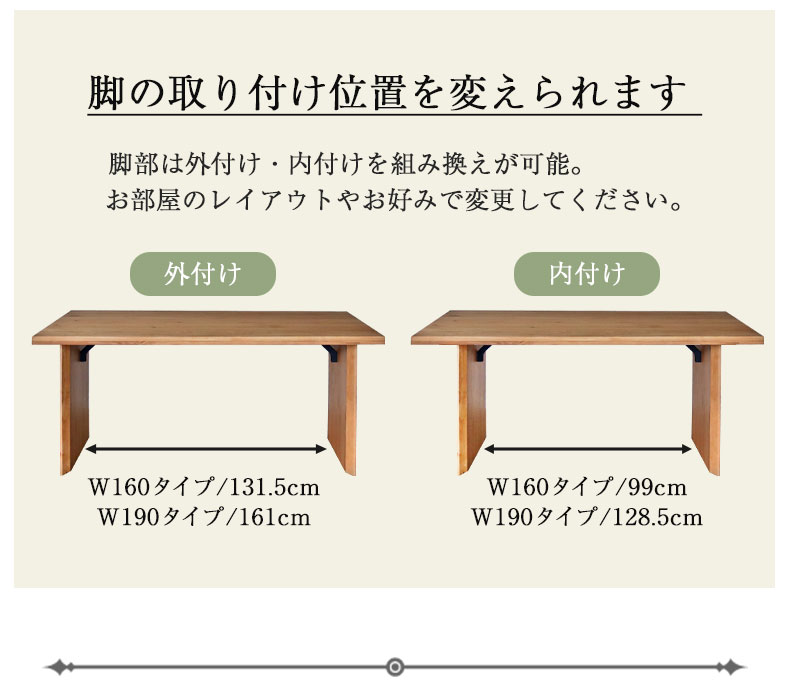 幅160cm ダイニングテーブル(波型天板カット脚) ウォールナット ナイン3の機能