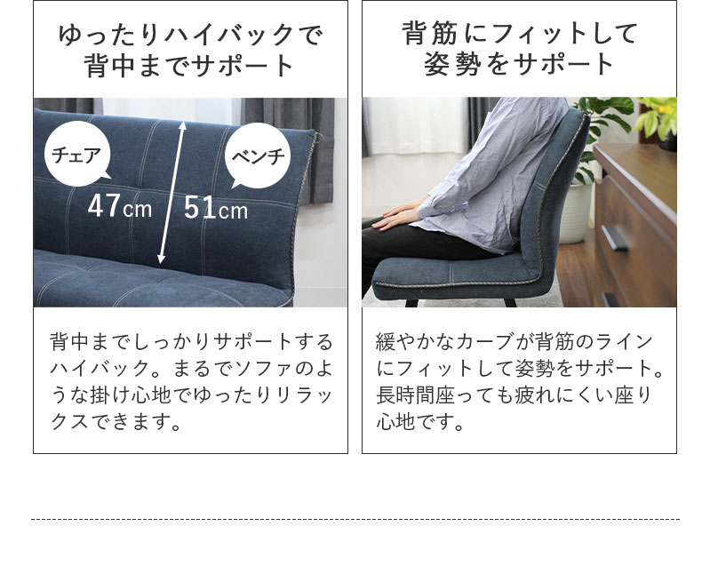 幅150cm 食堂4点セット シルフィオの機能