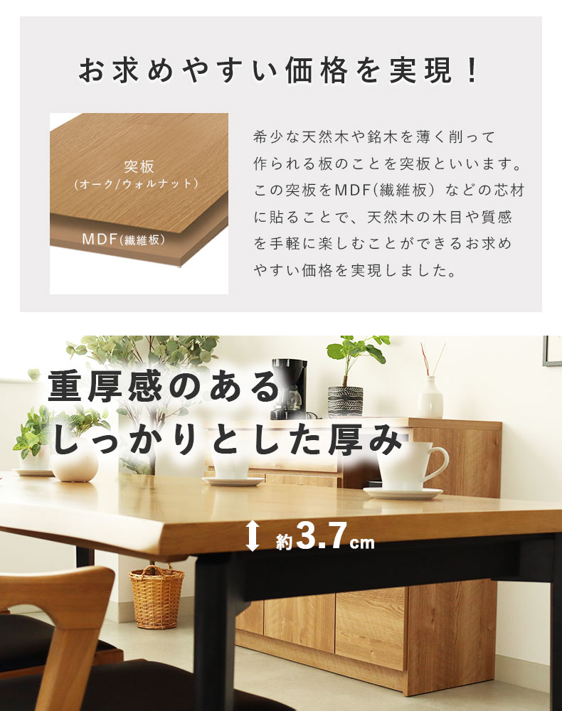幅160cm ダイニング5点セット ベルガー(波型)＆トレックの機能