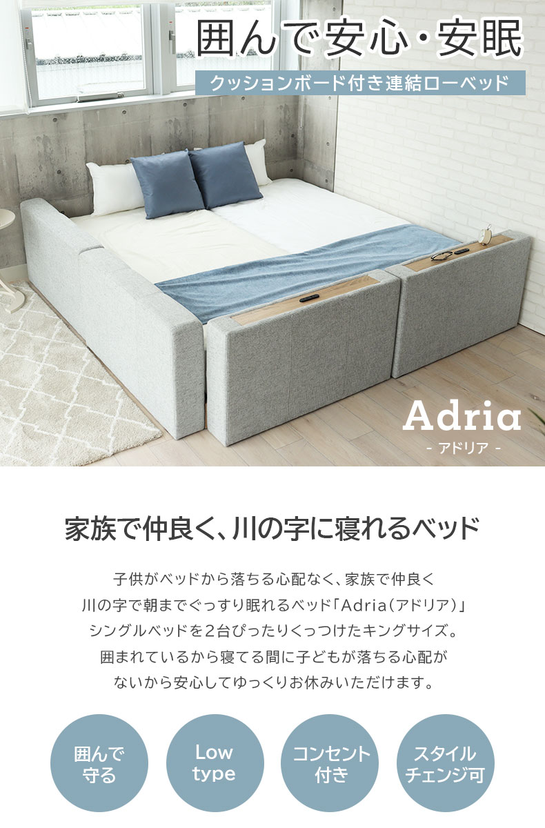 Sｘ２ すのこ床板＆サイド有＆ローヘッド（コンセント有） アドリア
