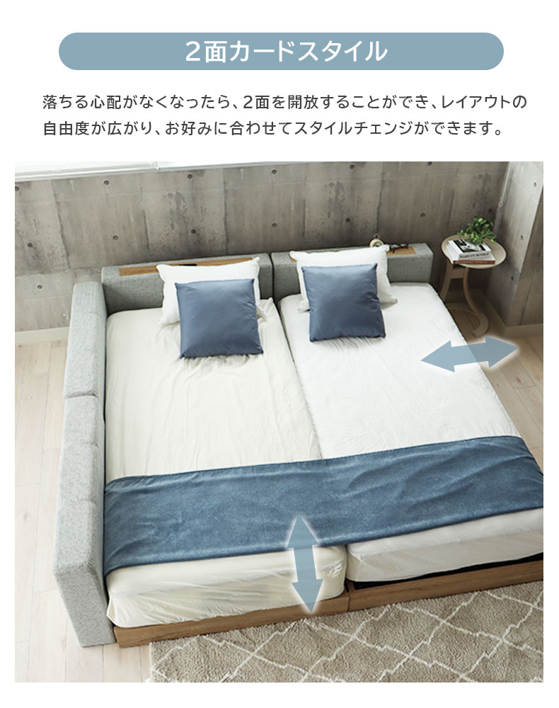 Sｘ２ 布床板＆サイド有＆ローヘッド（コンセント有）＆マットレス付 アドリアの機能