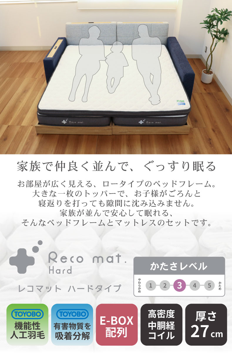 キングサイズ布床板recoマットハードトッパー付き アドリア