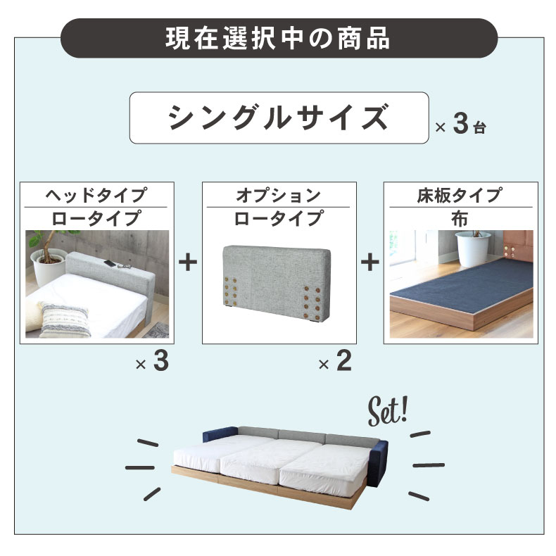 シングルｘ３ 布床板＆サイド有 アドリアの機能
