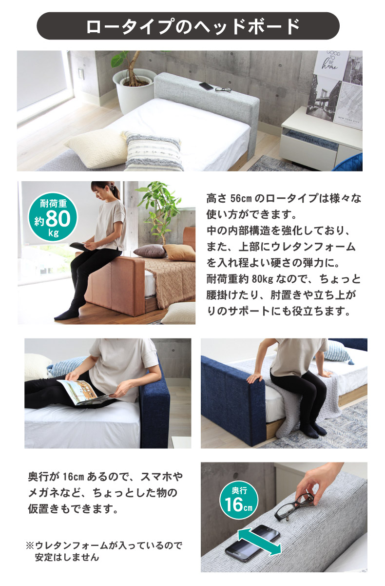 マットレス付き(ソフト)ファミリーベッド 布床板 サイド有 コンセント有ローヘッド アドリアの機能