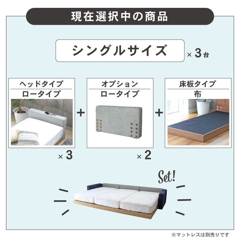 マットレス付き(ハード)ファミリーベッド 布床板 サイド有 コンセント無ローヘッド アドリアの機能