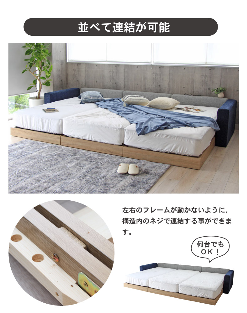 マットレス付き(ハード)ファミリーベッド 布床板 サイド有 コンセント無ローヘッド アドリアの機能