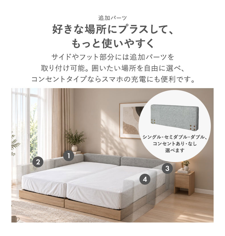 ベッドパーツ ローヘッド アドリア2布床板の機能