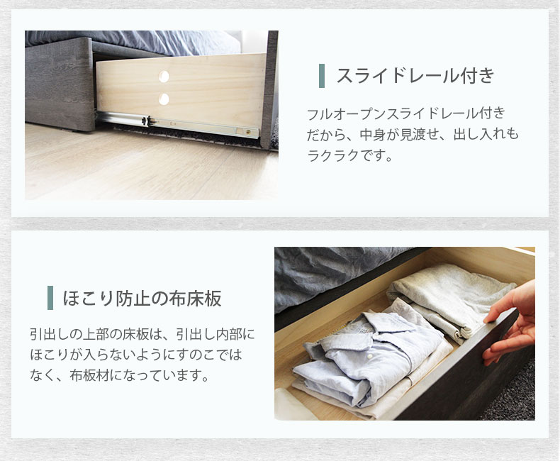 ベッドMIスタイル スノコ&引出 ロクサーの機能