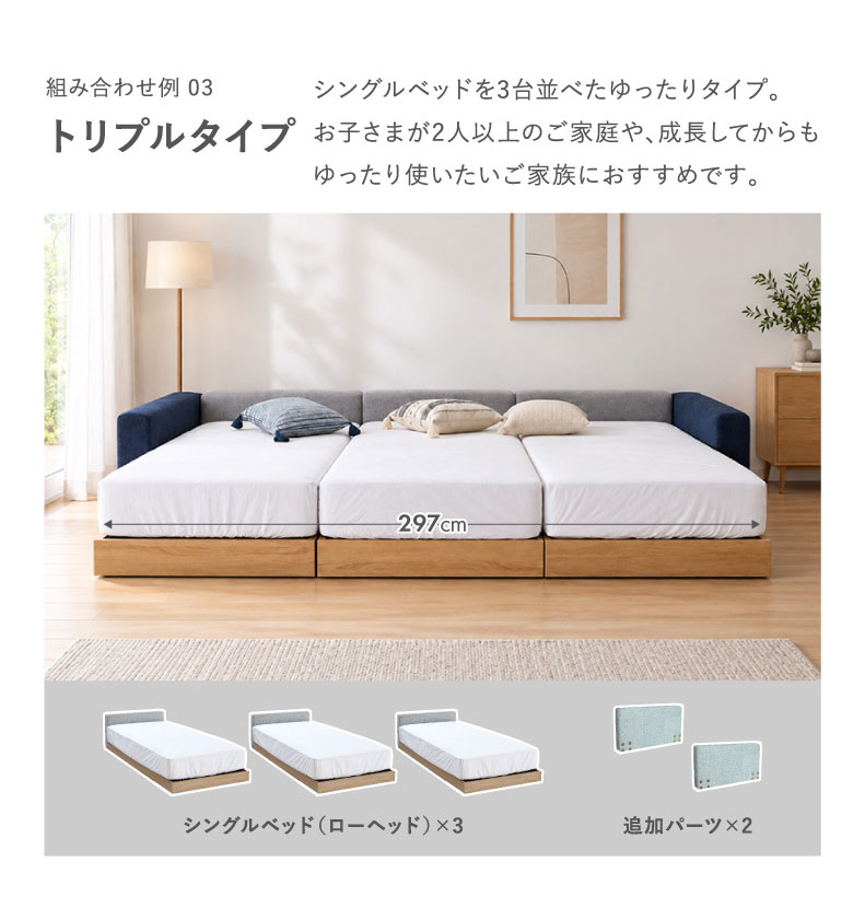 繋がるベッド アドリア2布床板の機能