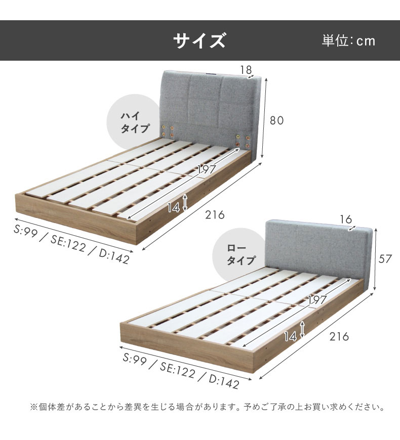 繋がるベッド アドリア2スノコ床板のサイズ