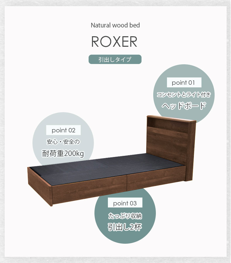 ベッドMIスタイル 布床板&引出 ロクサーの機能