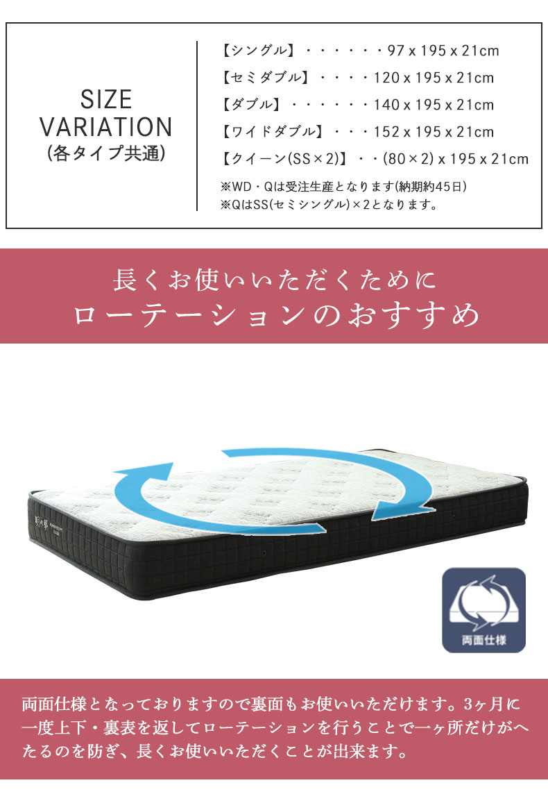 国産マットレス 明の夢 プラスのサイズ1