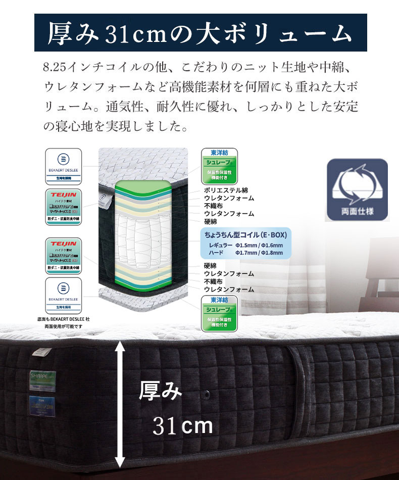 国産マットレス レギュラー 喜の夢+++の機能