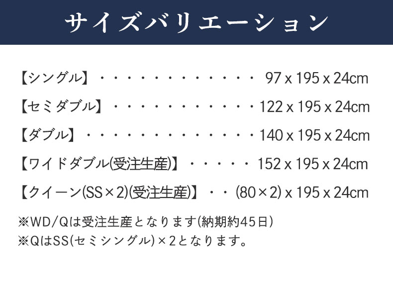 国産マットレス 鋼の夢のサイズ1