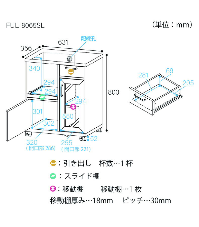 キャビネット FUL-8055DH フルニコのサイズ1