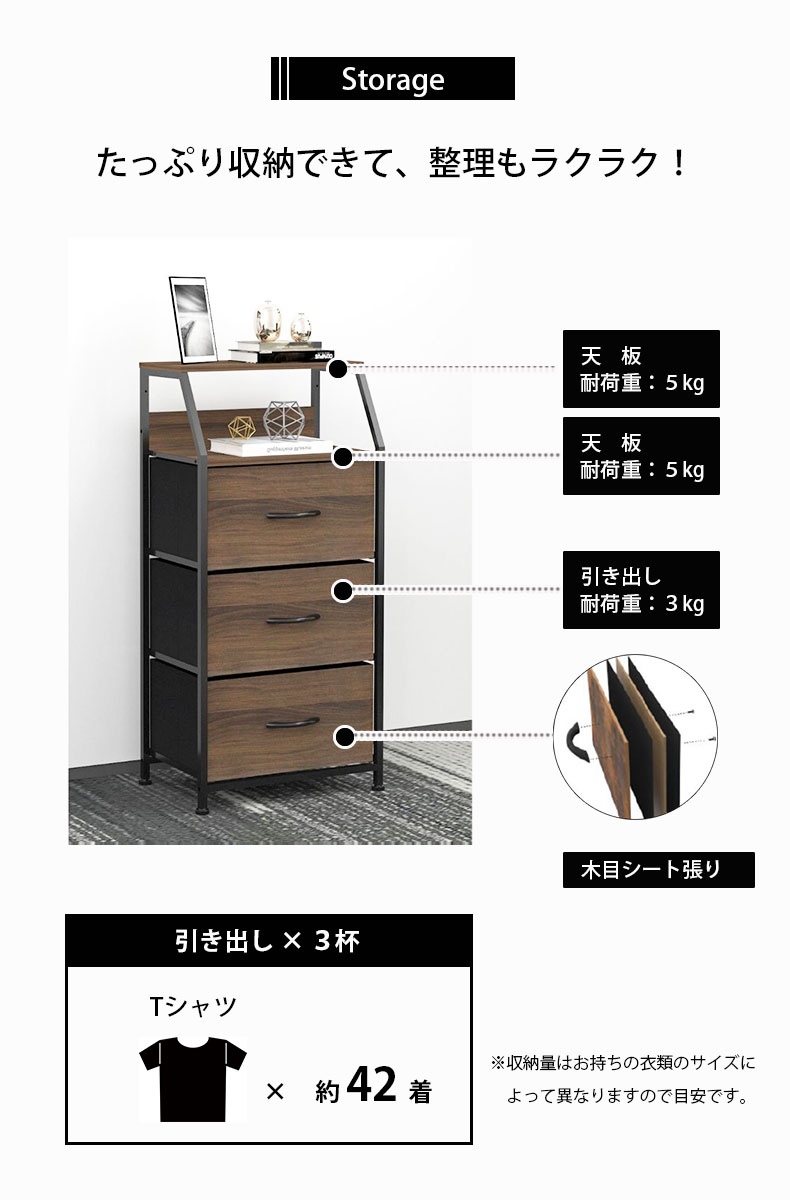 幅44cm 薄型ファブリックチェスト ブレイクスルーの機能