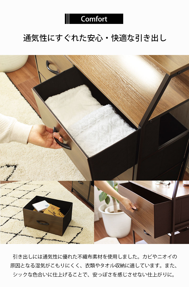 幅84cm 薄型ファブリックチェスト ブレイクスルーの機能