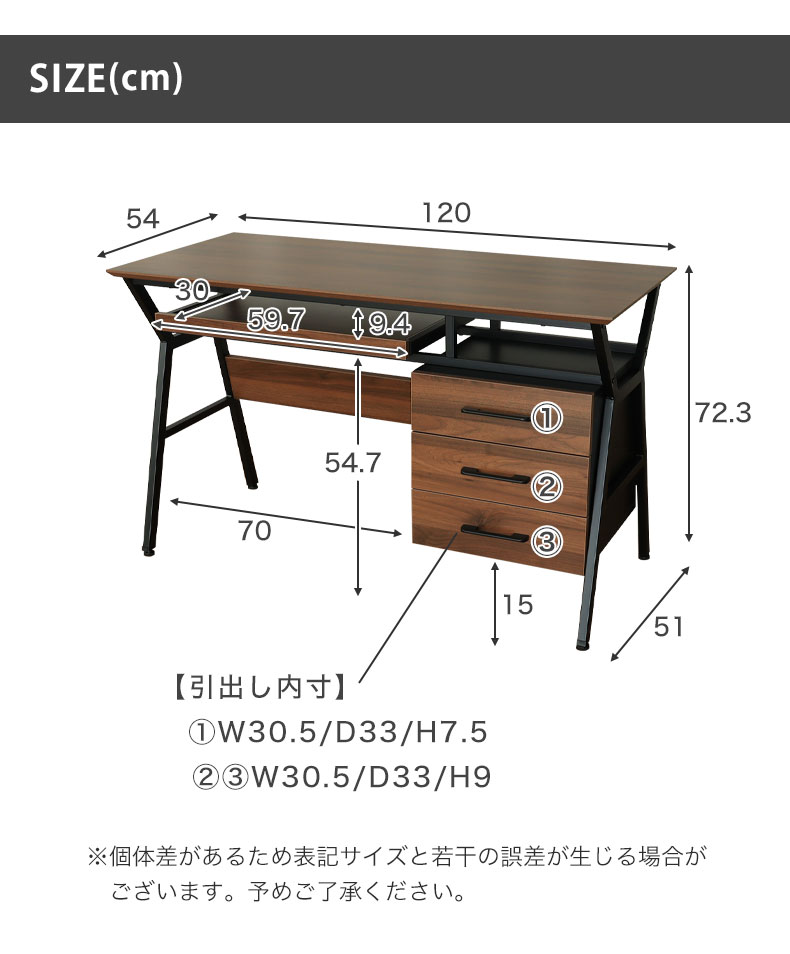 幅120cm デスク フォード