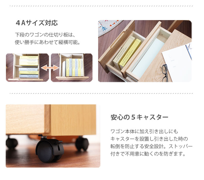幅40cm 学習デスクワゴン ドロシーの機能