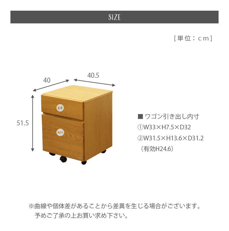 幅40cm 学習デスクワゴン ドロシーのサイズ1