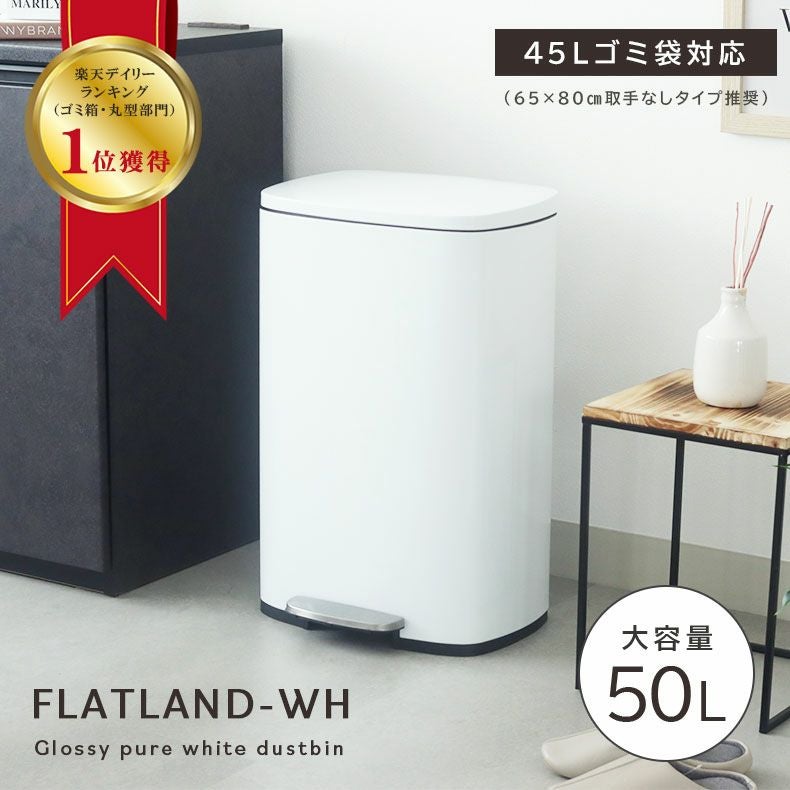 50L ゴミ箱 スチール ダストボックス ペダル付き ふた付き キッチン 