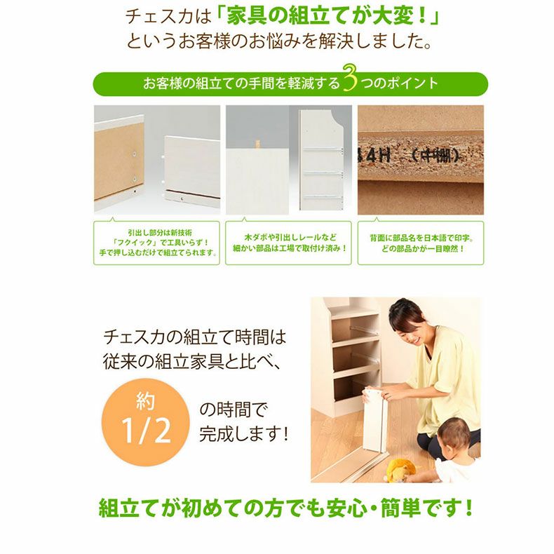 幅44cm 引出3杯収納 チェスカ