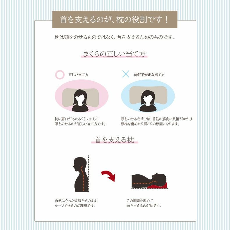 まくら | 30x50 横向きに寝やすい枕 パイプ 高さ調整可能