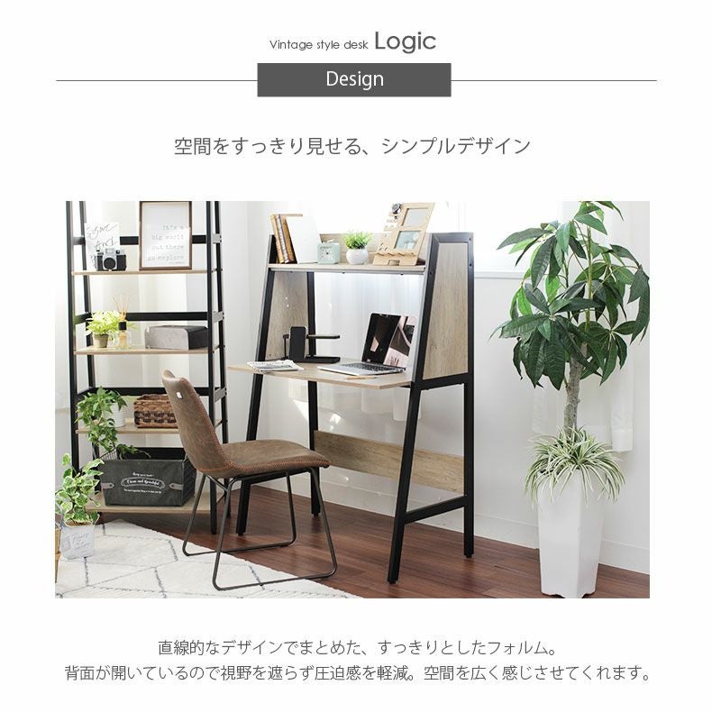 幅94cm パソコンデスク コンパクト 棚付き ロジック