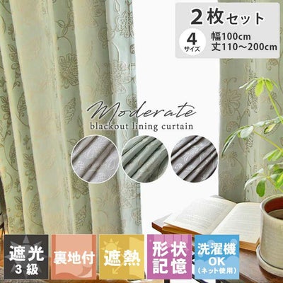 2枚入り 既製カーテン モデラート裏地付きのサムネイル