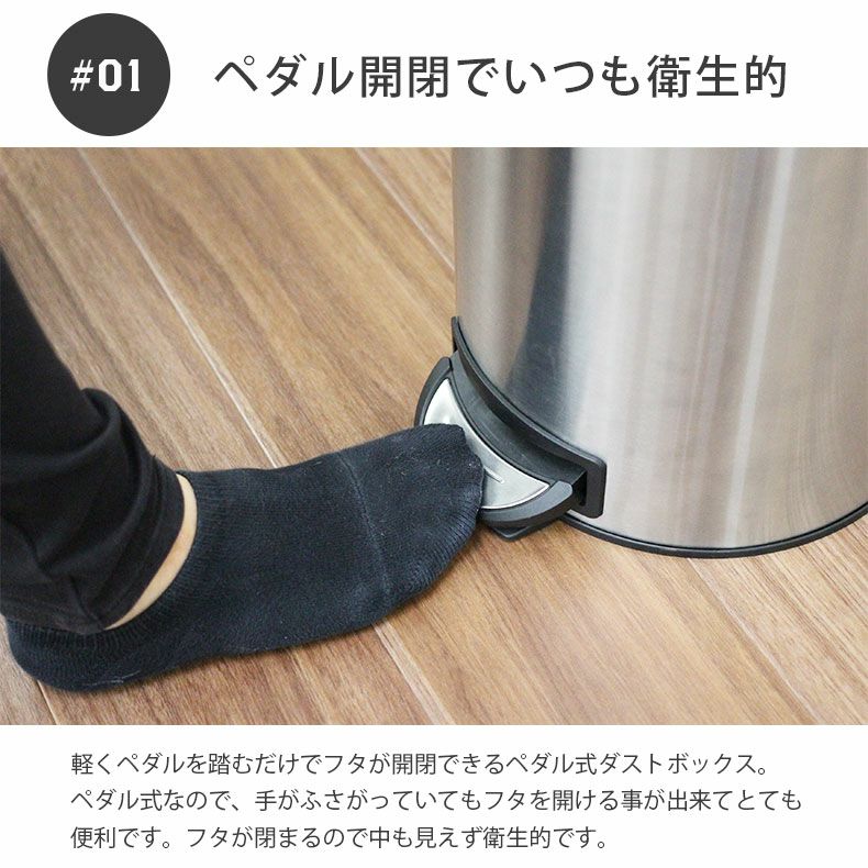 12L ゴミ箱 ステンレス ダストボックス ペダル付き ふた付き キッチン