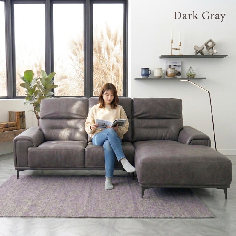 カウチソファ | 3人掛け カウチソファ｜プルミエ　ヘッドリクライニング 革のようなレザー調ファブリック