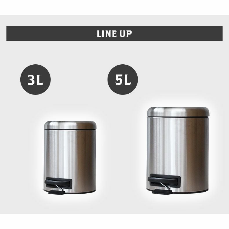 ゴミ箱・ダストボックス | 3L ゴミ箱 ステンレス ペダル付き フタ付き トイレ キッチン デスク ステン