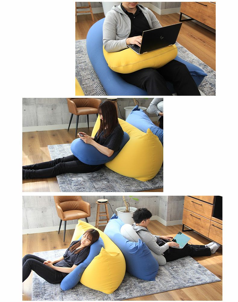 U字サポートビーズクッション ネージュ