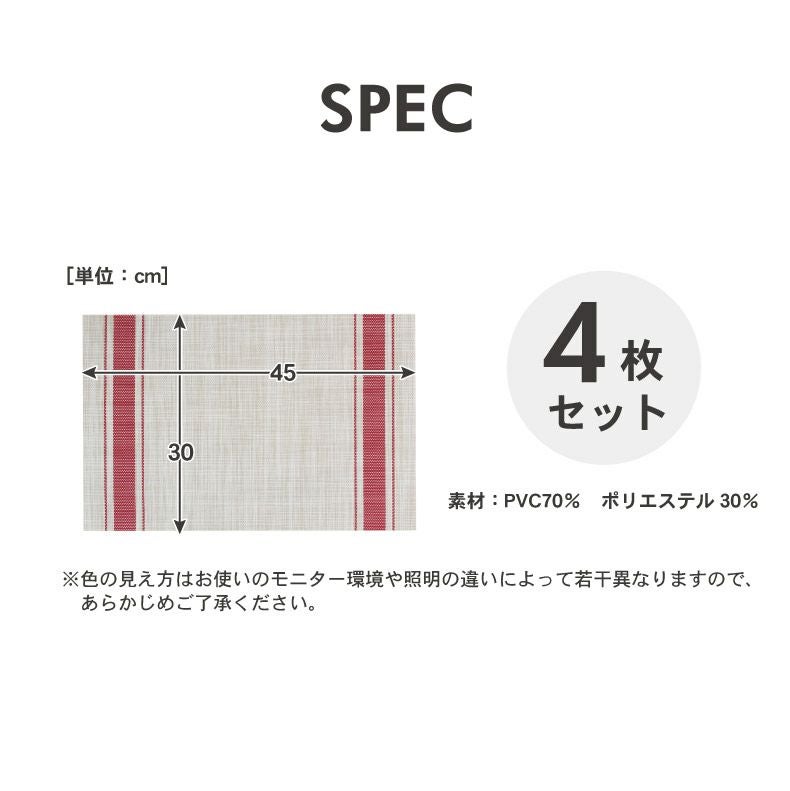 PVCランチョンマット 4枚セット ライン