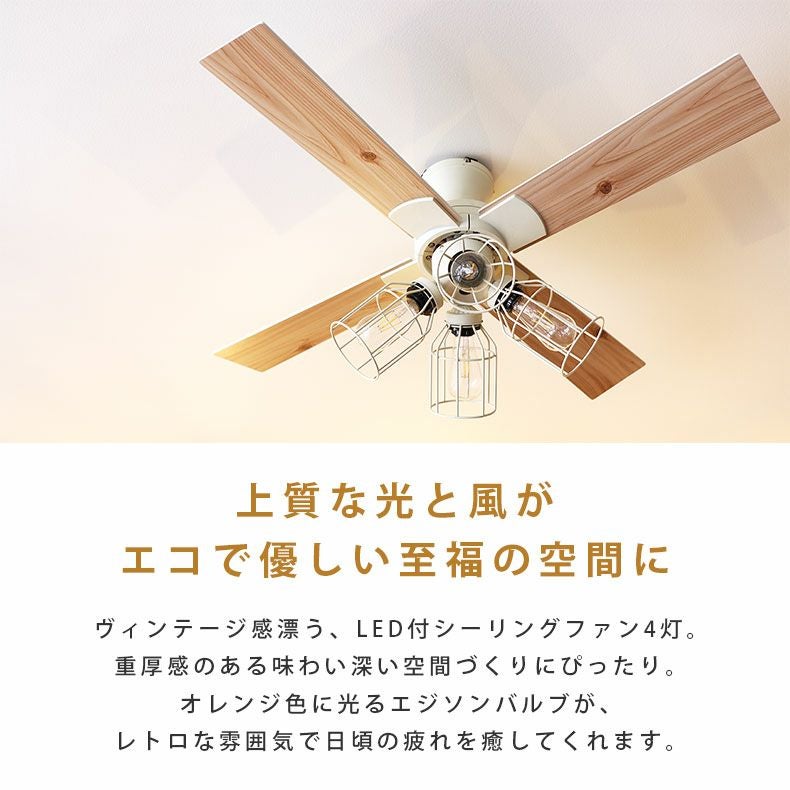 シーリングファン フィラメントLED付 JE-CF003-BK
