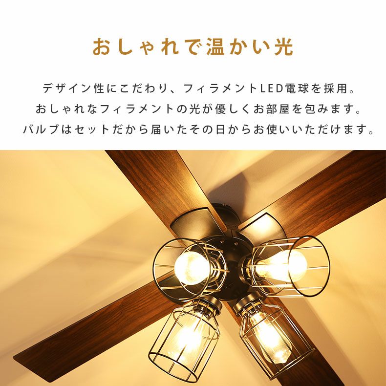 シーリングファン フィラメントLED付 JE-CF003-BK