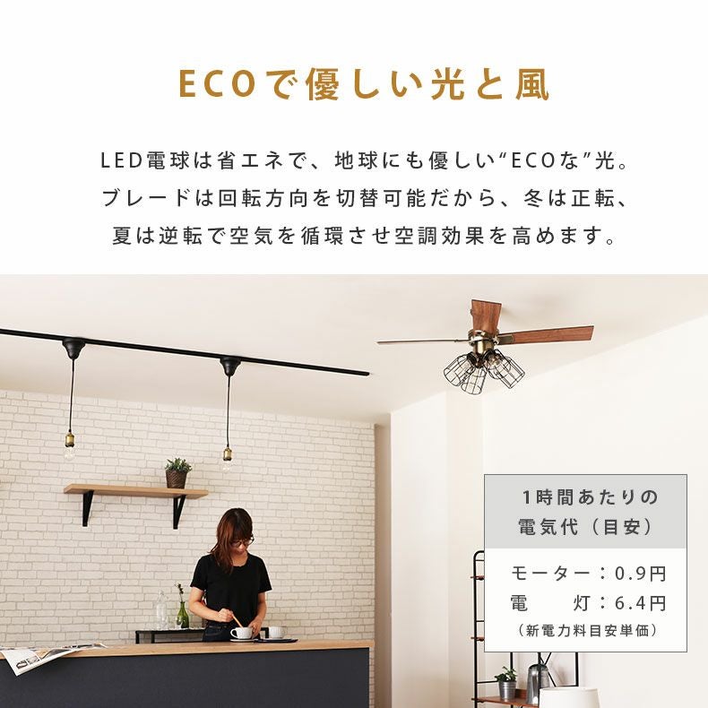 シーリングファン フィラメントLED付 JE-CF003-BK