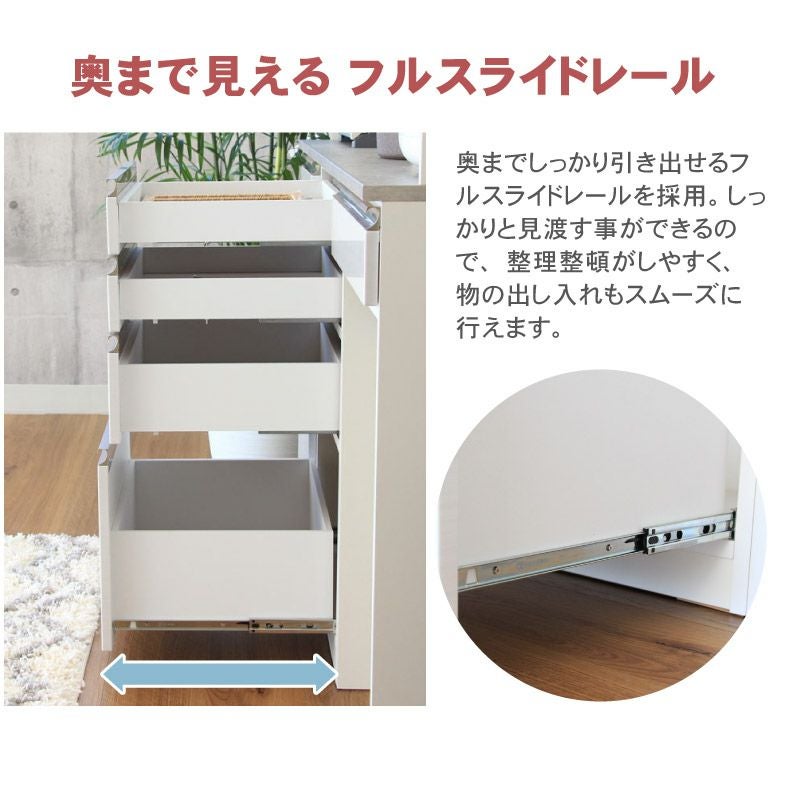 幅140cm 食器棚 メラミン レンジ台 モイス カカロ 国産 (下台80引出 40OP)