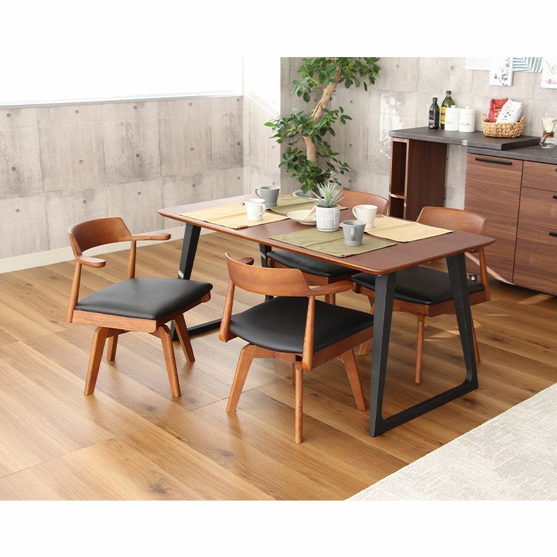 4人用 ダイニングテーブルセット 5点 おしゃれ （回転チェア） カルネ2