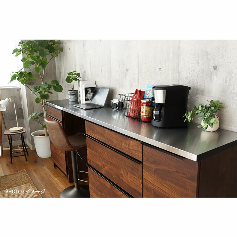 幅240cm キッチンカウンター ステンレスカウンター キッチン収納 食器
