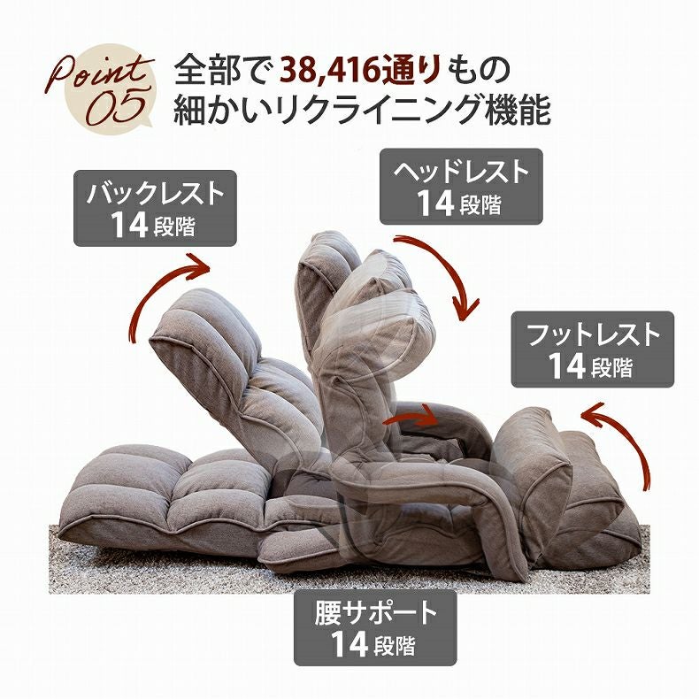 1人掛け 【通販限定】腰が整う座椅子 肘付きタイプ リフレ