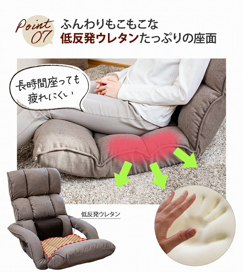 1人掛け 【通販限定】腰が整う座椅子 肘付きタイプ リフレ