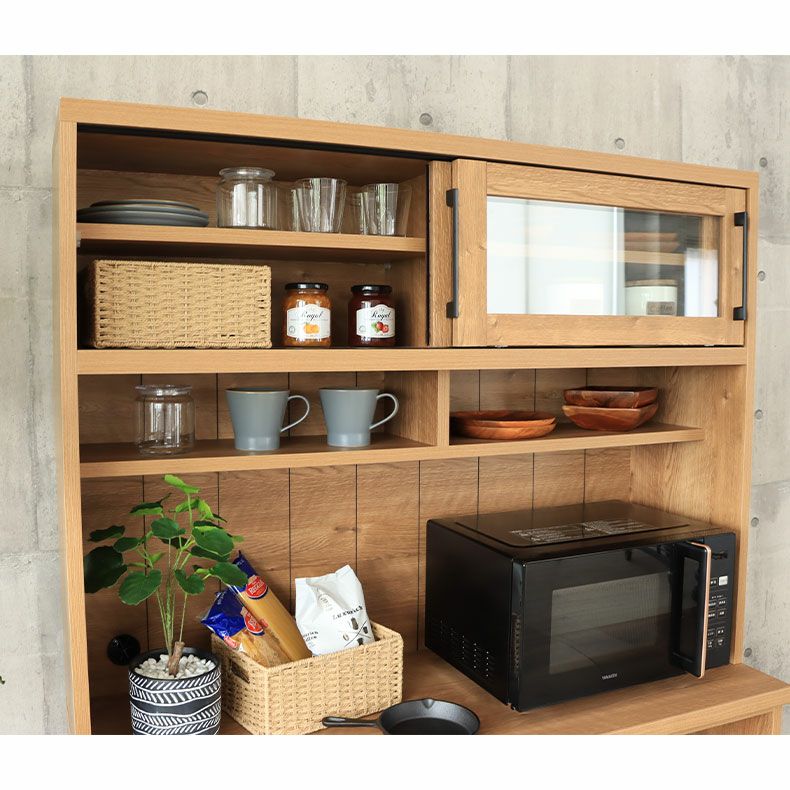 幅120cm 食器棚 おしゃれ レンジボード 下台開き戸タイプ ライン