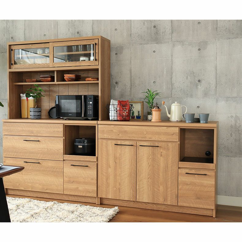 幅120cm キッチンカウンター おしゃれ レンジ台 下台開き戸タイプ ライン