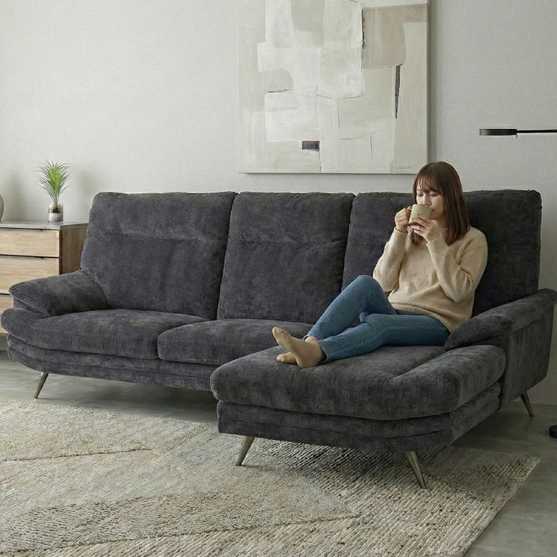 カウチソファ 3人掛け おしゃれ 布 脚付き ゆったり エトナ