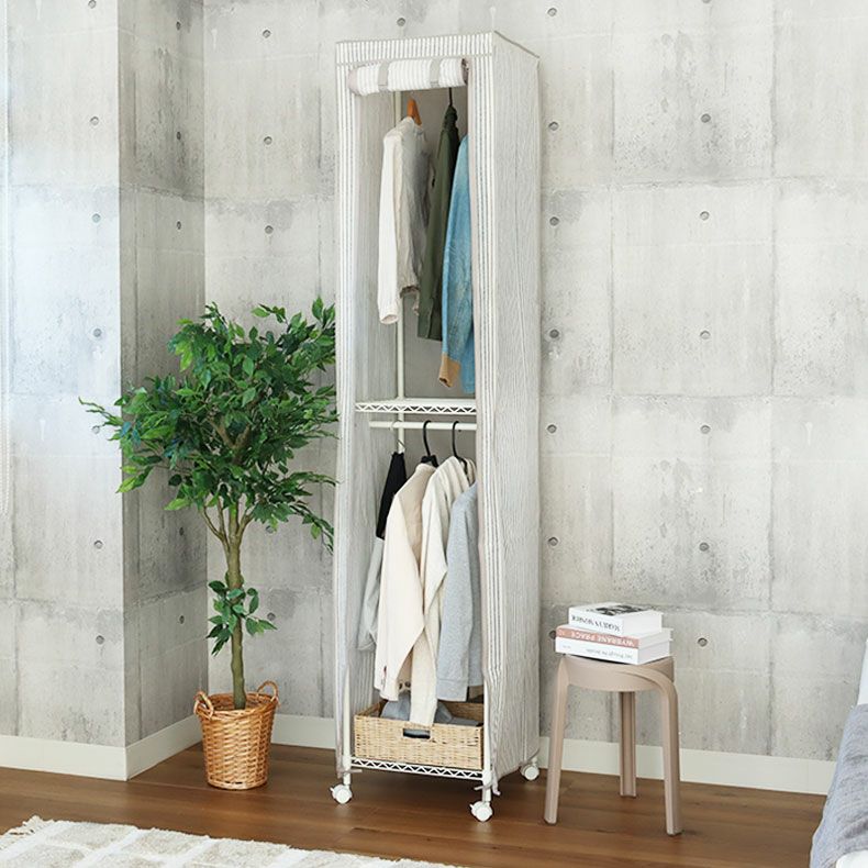 幅45cm 2段スチールハンガーラック カバー付き メルト