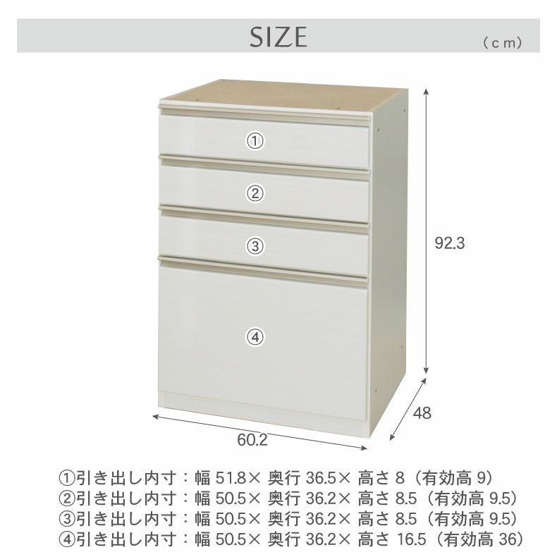 組み合わせ食器棚 | 幅60cm 下台 4杯引出 ネオ